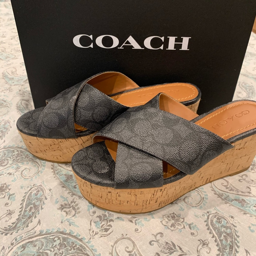 Coach size 7 charcoal wedge